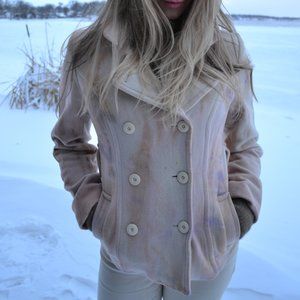 winter pea coat 4 6 8 purple pink white ivory blue peach beige tie dyed jacket S